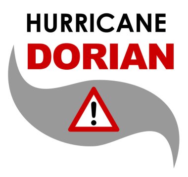Metin ile Hurricane Dorian bir grafik illüstrasyon.