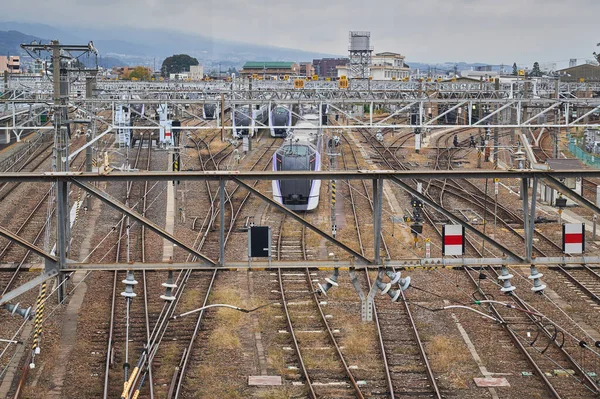 Nagano Japonya Daki Son Nokta Yüksek Hızlı Tren Rayları — Stok fotoğraf