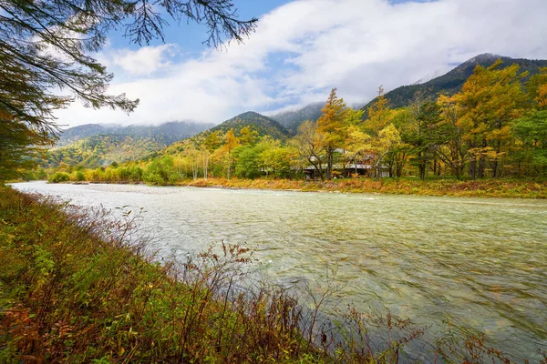 Scenic Autumn Season Kamikochi Japan Alpine Clear River View — Stock Photo, Image
