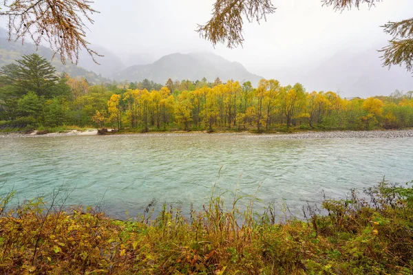 Scenic Kamikochi Autumn Season Rainy Day — Stock Photo, Image