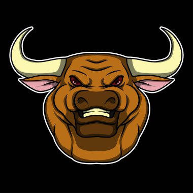 çizgi film kızgın boğa başlı vektör illüstrasyonu