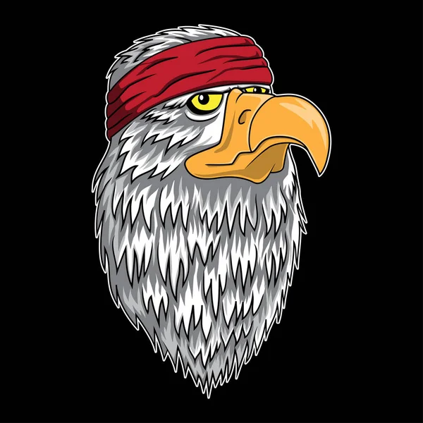 Dibujos Animados Águila Calva Americana Con Ilustración Vector Bandana — Vector de stock