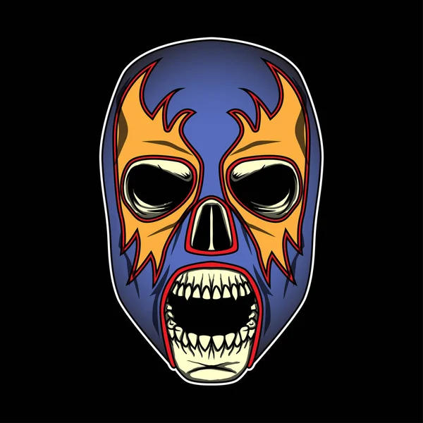 Luchador Máscara Cráneo Vector Ilustración — Vector de stock