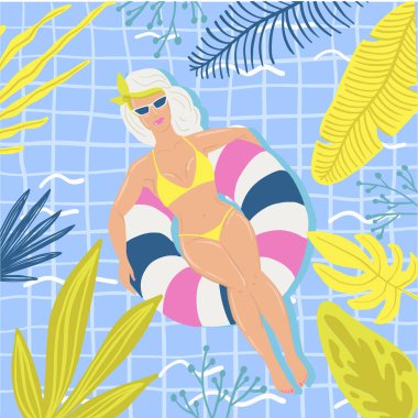 Yaz plaj poster kızlarla.