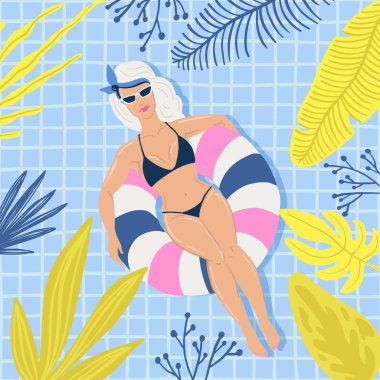 Yaz plaj poster kızlarla. Sakin ol