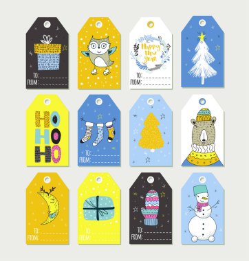 Yeni yıl s ve Noel kış tatil sembolleri.