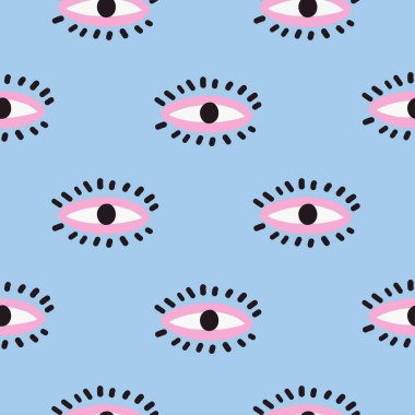 Psychedelic dudaklarına gözlerle tarzında seamless modeli.