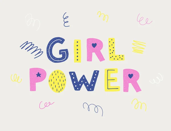 Kız güç posteri. Kadın motivasyonel sloganı. — Stok Vektör