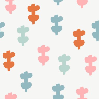 Taze pastel renkler modern çiçek ve soyut elemanları ile Seamless modeli. 