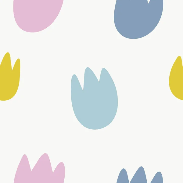 Naadloze patroon met moderne bloemen en abstracte elementen in frisse pastel kleuren. — Stockvector