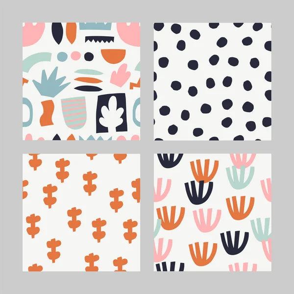 Set met abstract naadloos patroon. — Stockvector