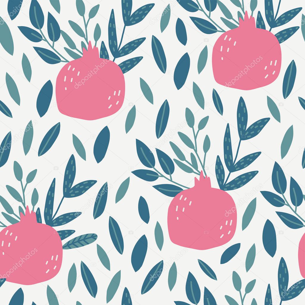 Seamless pattern with pomegranate. 