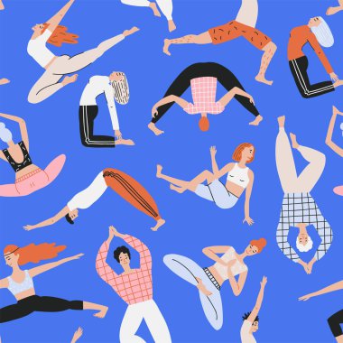 Cute illustration of people doing exercise. 