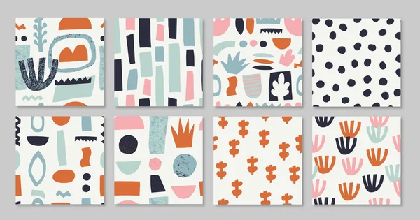 Set met abstract naadloos patroon. — Stockvector