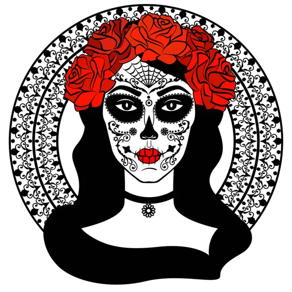 Sugar Skull Girl Jour Des Morts Halloween Mexicain Traditionnel Dia — Photo