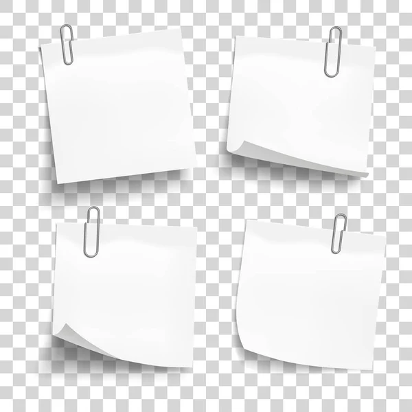 Белые Листы Бумаги Металлическими Скрепками Металлические Скрепки Прикрепленные Бумаге Векторная — стоковое фото
