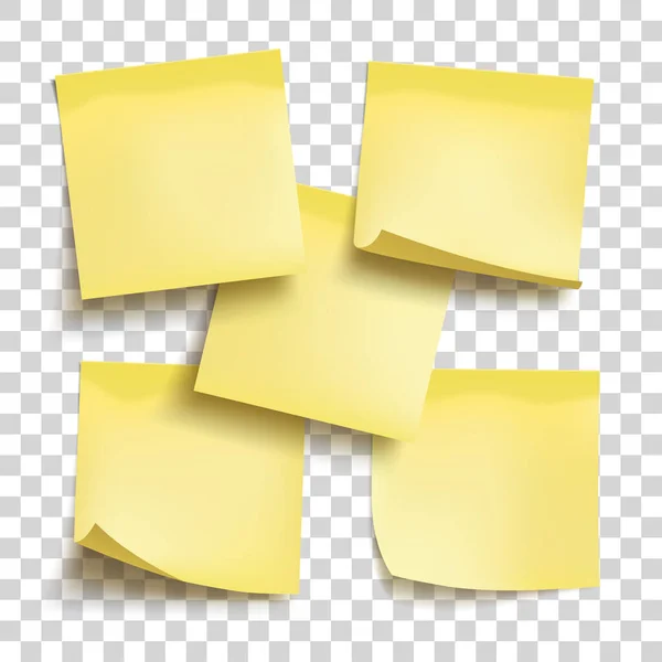 Набор Жёлтых Листов Нот Пять Липких Нот Шаблон Дизайна Желтая — стоковое фото