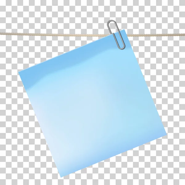 Blue Sticky Note Attached Metal Paper Clip Tape Template Design — Stock Photo, Image