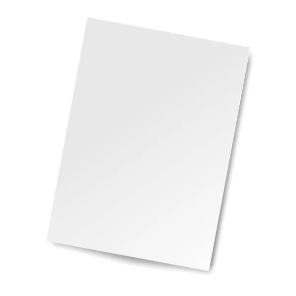 ベクトル紙のホワイトシート 白地に柔らかい影が隔離されたA4フォーマットの現実的な空の紙ノートテンプレート — ストック写真