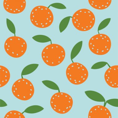 Parlak renklerde sevimli portakal ve yapraklar ile Lovely renkli vektör sorunsuz desen. Duvar kağıtları, web sayfası arka planlar için kullanılabilir.