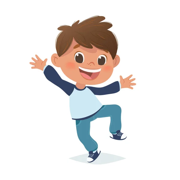 Vector Mexican Boy Jumping Laughing Cartoon Funny Character Design Isolated — Stock Vector