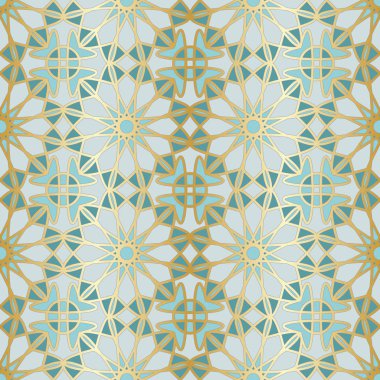 Arapça seamless modeli. Altın kılavuz Mozaik penceresiyle geleneksel İslam Camii