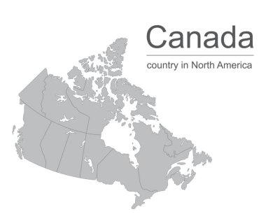 Canada map vector outline illustration with provinces or states borders on a white background clipart