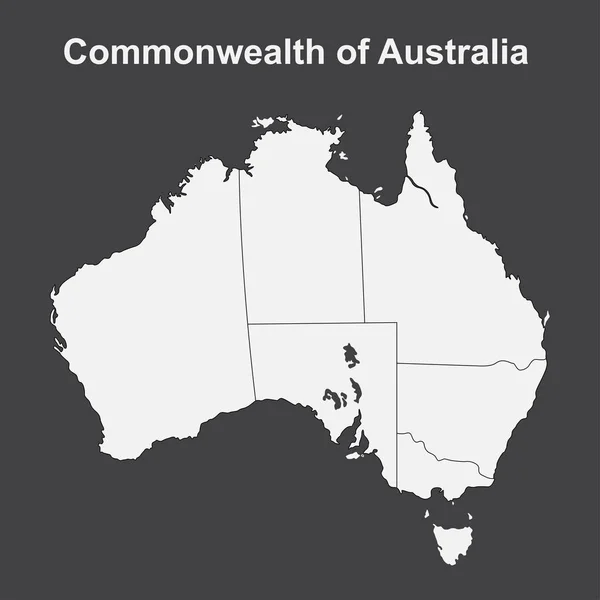 Ilustração vetorial mapa silhueta branca da Austrália isolada sobre fundo preto — Vetor de Stock