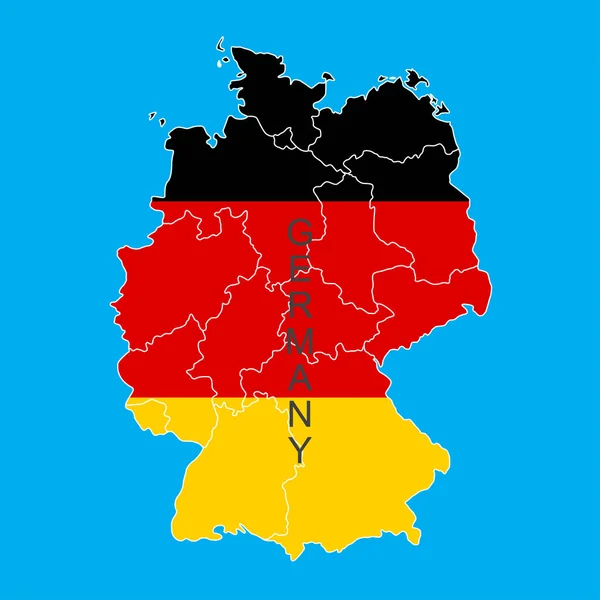 Tyskland flagga i form av karta. Förbundsrepubliken Tyskland. Nationellt flaggkoncept — Stock vektor
