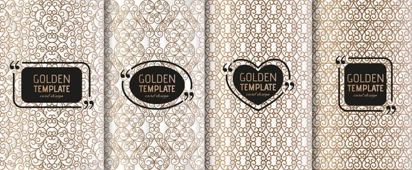 Set goldener Luxus-Vorlagen. abstrakter geometrischer Hintergrund mit Wirbeln — Stockvektor