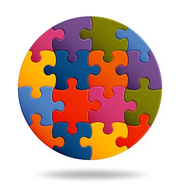 Parçalı bulmaca arka plan birçok renkli taşlarla. Soyut mozaik şablonu. Top şekli