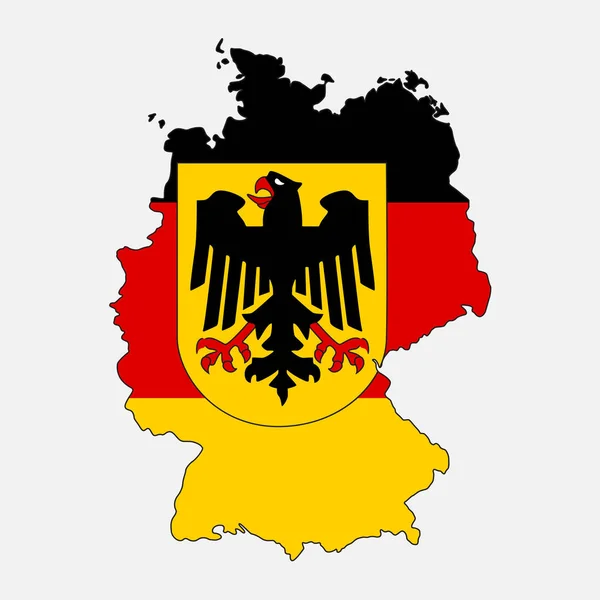 Tyskland flagga i form av karta. Förbundsrepubliken Tyskland — Stock vektor