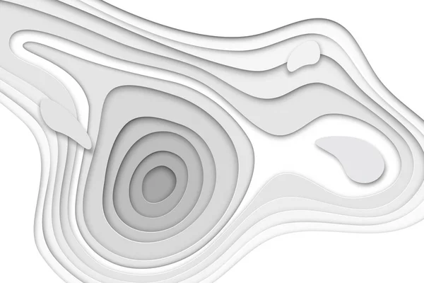 Bandiera di carta 3D di strati di carta bianca gradiente. disegno di sfondo vettoriale orizzontale astratto forma liscia origami taglio di carta, fluente consistenza liquida — Vettoriale Stock