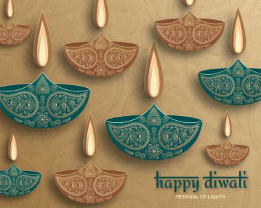 Hindistan 'daki Diwali festivali için tebrik kartı.