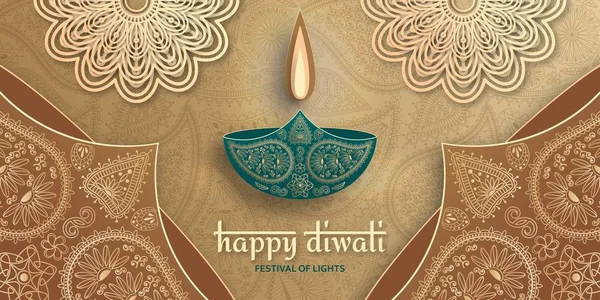 Greeting card for Diwali festival celebration in India — Stock Vector