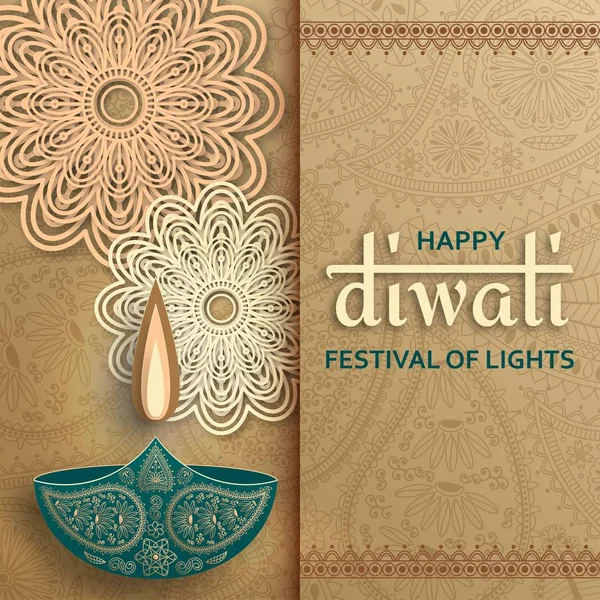 Grußkarte zum Diwali-Fest in Indien — Stockvektor