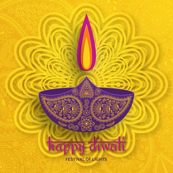 Поздравительная открытка для празднования фестиваля в Дивали в Индии — стоковый вектор