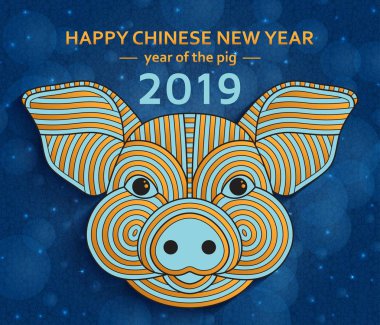 Çin yeni yılı arka plan ile yaratıcı stilize domuz