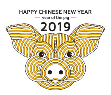 Çin yeni yılı arka plan ile yaratıcı stilize domuz