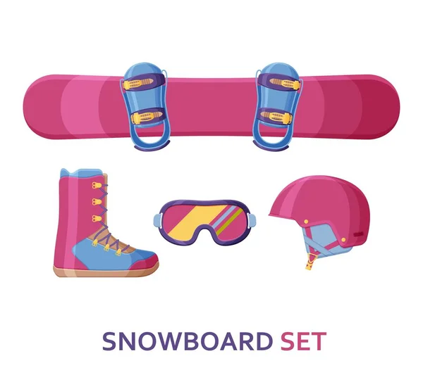 Snowboard ikon gyűjtemény. Állítsa be a berendezések, a kopás és a cipő — Stock Vector