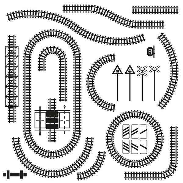 철도 부품,도 표지판의 집합 — 스톡 벡터