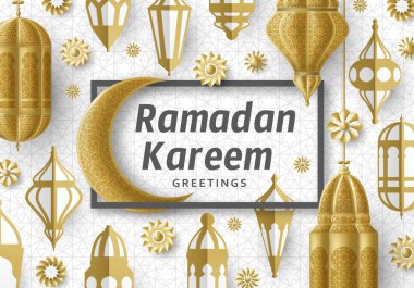 Ramazan Kareem Arkaplanı. İslami Arap feneri. Çeviri: Ramazan Kareem. Tebrik kartı