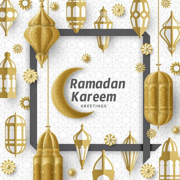 Ramazan Kareem Arkaplanı. İslami Arap feneri. Çeviri: Ramazan Kareem. Tebrik kartı — Stok Vektör