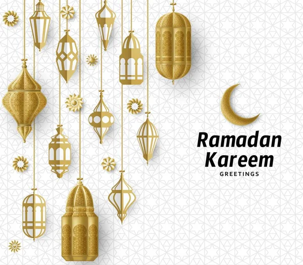 Ramadan Kareem Bakgrund. Islamiska arabiska lyktan. Översättning Ramadan Kareem. Gratulationskort — Stock vektor