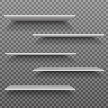 Damalı zemin üzerine izole vektör boş ahşap raf