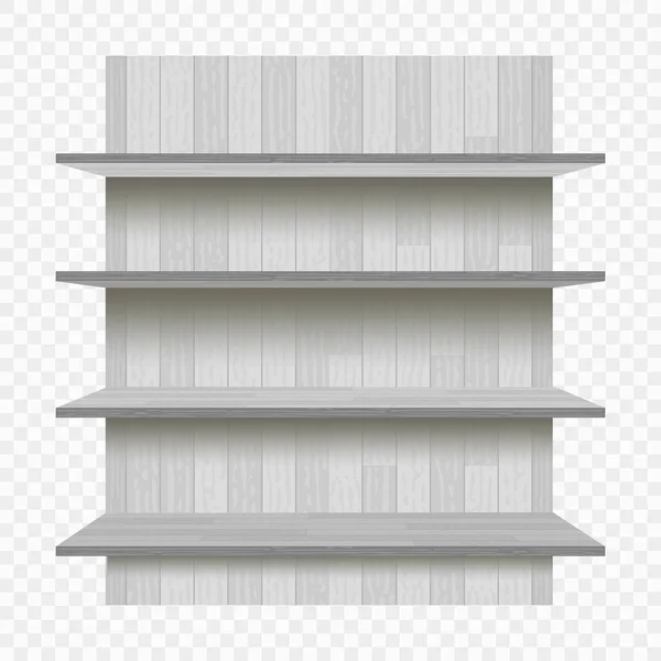 Vector estante de madera vacío aislado sobre fondo a cuadros — Vector de stock
