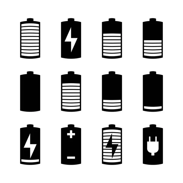 Telefoon of smartphone batterij pictogrammen met verschillende ladingen van volledig opgeladen tot leeg. Geïsoleerd op de witte achtergrond — Stockvector