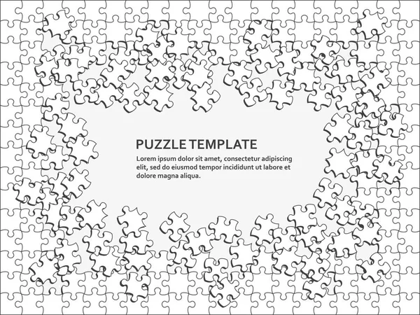 Jigsaw fundo do quebra-cabeça com muitas peças brancas. Modelo de mosaico abstrato — Vetor de Stock