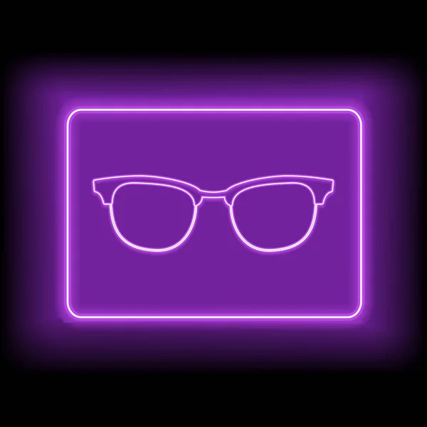 Neon rechthoek frame met zonnebril. Design gloeiend uithangbord — Stockvector