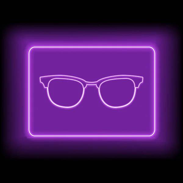 Cadre rectangle néon avec lunettes de soleil. Conception de panneau lumineux — Image vectorielle